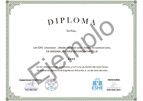 Parte delantera del certificado