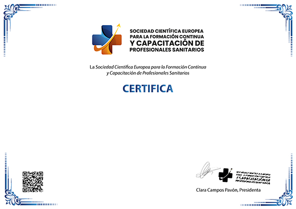 Parte delantera del diploma de la Sociedad Científica