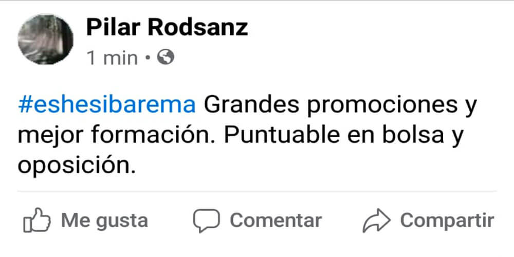 #ESHESIBAREMA Grandes promociones y mejor formación. Puntuable en bolsa y oposición.