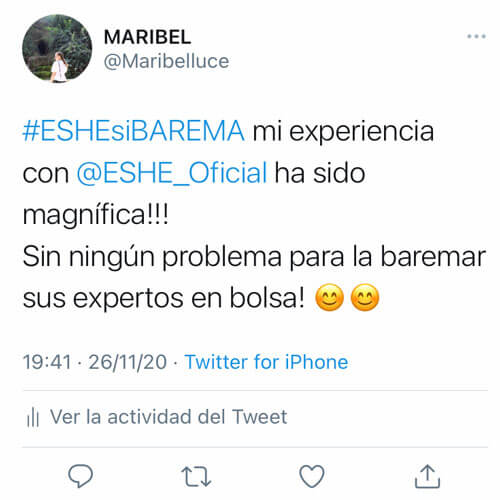 #ESHESIBAREMA Mi experiencia con @ESHE_Oficial ha sido magnífica!!!<br>Sin ningún problema para baremar sus expertos en bolsa!