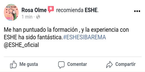 Me han puntuado la formación, y la experiencia con ESHE ha sido fantástica. #ESHESIBAREMA @ESHE_Oficial