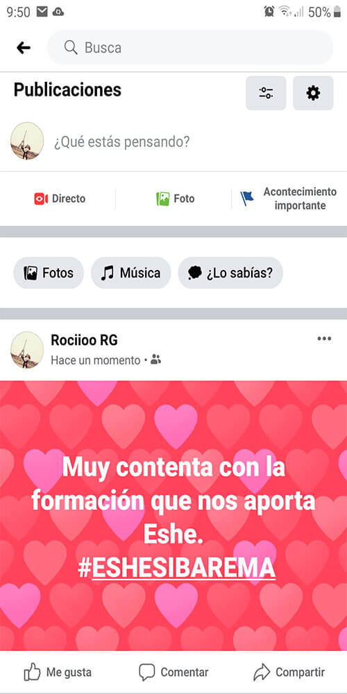 Muy contenta con la formación que nos aporta Eshe. #ESHESIBAREMA