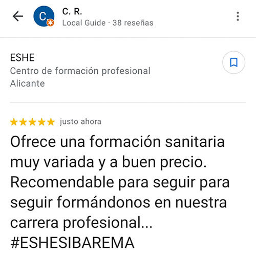 Ofrece una formación sanitaria muy variada y a buen precio. Recomendable para seguir formándonos en nuestra carrera profesional... #ESHESIBAREMA