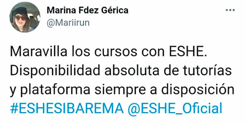 Maravilla los cursos de ESHE. Disponibilidad absoluta de tutorías y plataforma siempre a disposición #ESHESIBAREMA @ESHE_Oficial